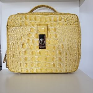 Brahmin yellow leather crossbody tote bag